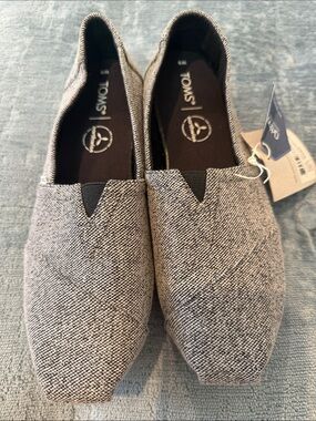 NEW TOMS Alpargata Black Repreve Soft Heathered Knit Slip Ons 8